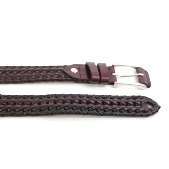 BRAIDED BLACK BROWN REAL LEATHER 1.25"Wd DRESS CASUAL MEN'S BELT Sz 38/115 (R52 - Picture 11 of 12